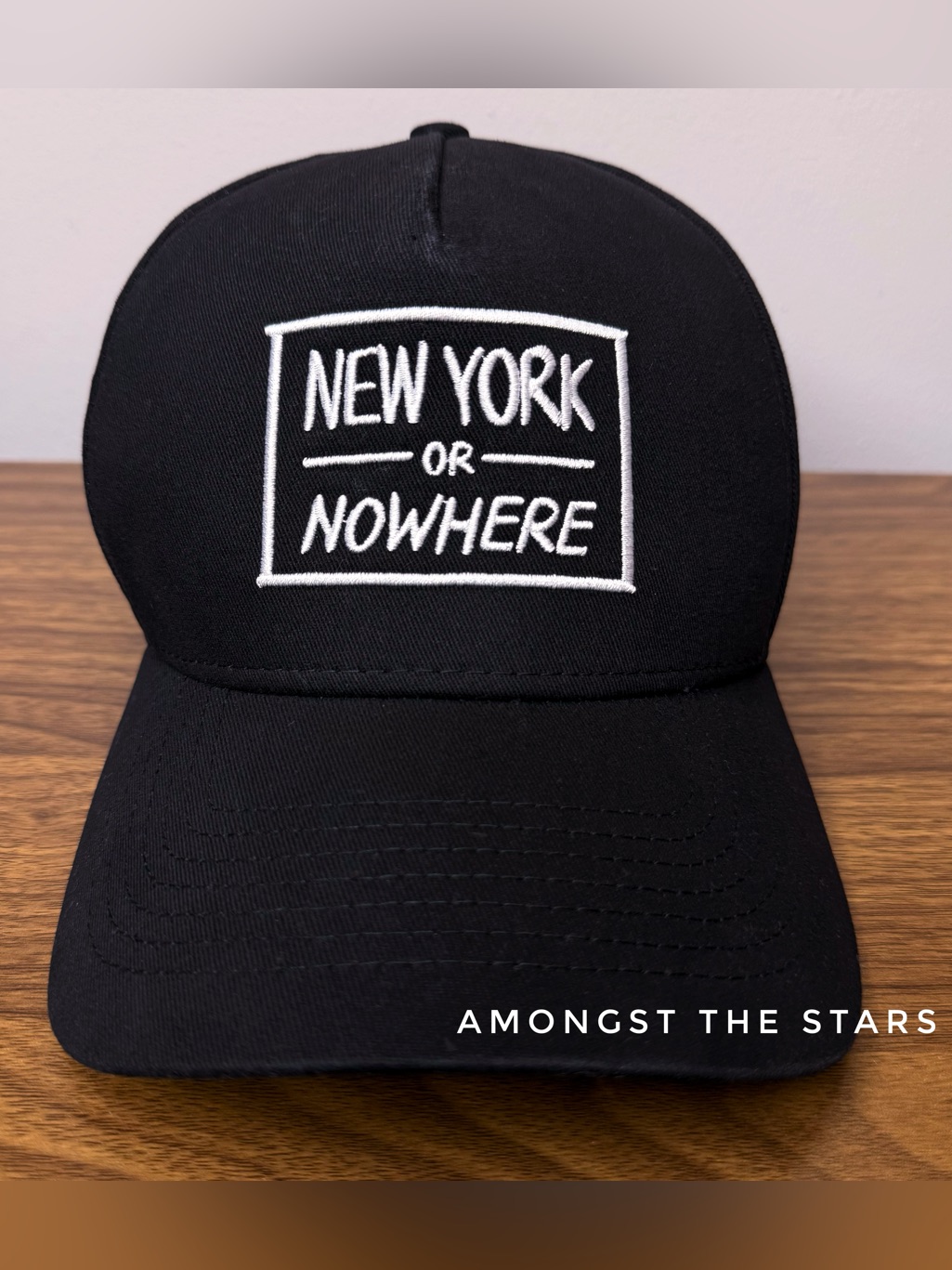 New York Or Nowhere Embroidered Black  White Snapback Hat Cap